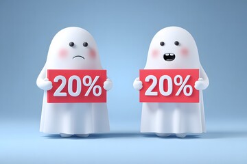 Animated Ghosts with 20% Off Message – Halloween Retail Graphic