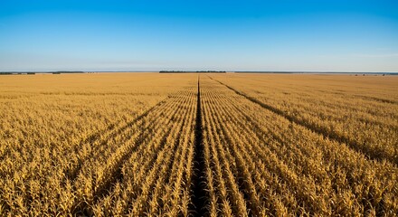 Golden Cornfield Under Clear Blue Sky