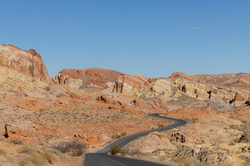 Scneic Winter Desert Landscape n the Valley of Fire State Park Nevada