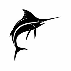 3d marlin fish jpg  silhouette  on white background