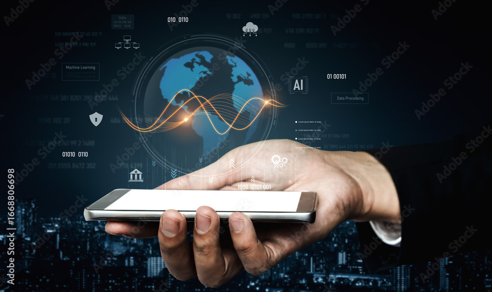 Poster global ai and data processing system enhances data, ai, and processing efficiency through digital ne