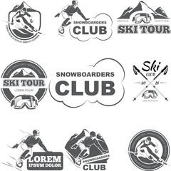 Obraz premium Ski and Snowboard Club Logo Vector Collection for Winter Sports Design