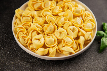 Ravioli raw filled homemade pasta filled raviolis tasty snack fresh delicious gourmet food background on the table rustic top view copy space vegetarian food