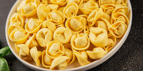 Ravioli raw filled homemade pasta filled raviolis tasty snack fresh delicious gourmet food background on the table rustic top view copy space vegetarian food