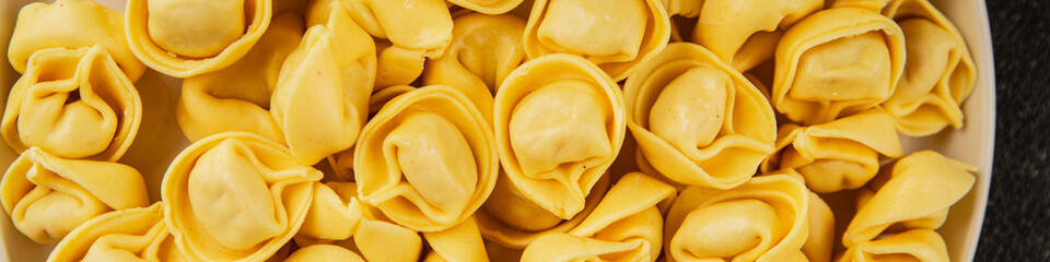 Ravioli raw filled homemade pasta filled raviolis tasty snack fresh delicious gourmet food background on the table rustic top view copy space vegetarian food