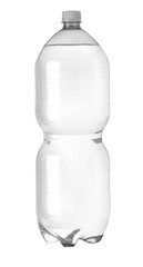 Large plastic water bottle standing on white background