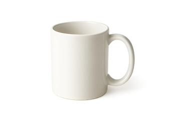 Fototapeta premium A plain white ceramic mug with a handle perfect for coffee or tea presented isolated on a transparent background for easy customization and design isolated on transparent background