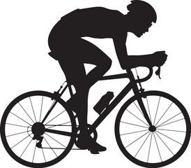 Road cyclist silhouette riding bicycle leaning forward vector on white background, road cyclist, bicycle, cyclist, silhouette, sport, vector, bike, riding, cycle, racing, fitness, exercise, activity 