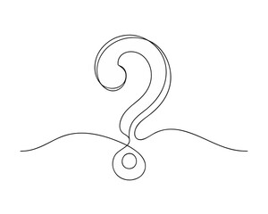 3d question mark continuous one line art on isolated