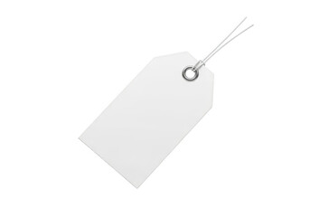 Blank white tag with string isolated on transparent background