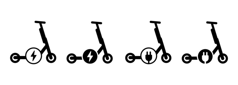Electric scooter icon vector set. Friendly alternative energy symbol. Kick scooter sign