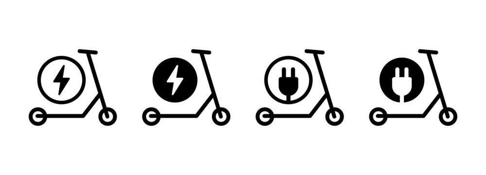 Electric scooter icon vector set. Friendly alternative energy symbol. Kick scooter sign