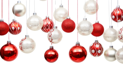 Christmas ball red white background illuminated.