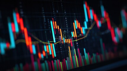 stockmarket online trading chart candlestick on crypto currency platform stock exchange financial market price candles graph data pattern analysis concept computer screen closeup background no logos 