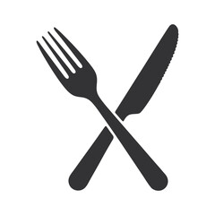 Vector illustration of a crossed fork and knife