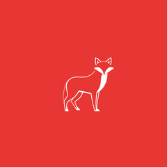 fox in red background logo simple minimalist