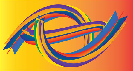 Vibrant rainbow ribbon intertwined abstract design