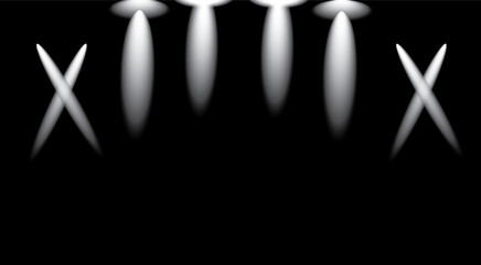 Dramatic stage lighting with spotlights and x shapes light
