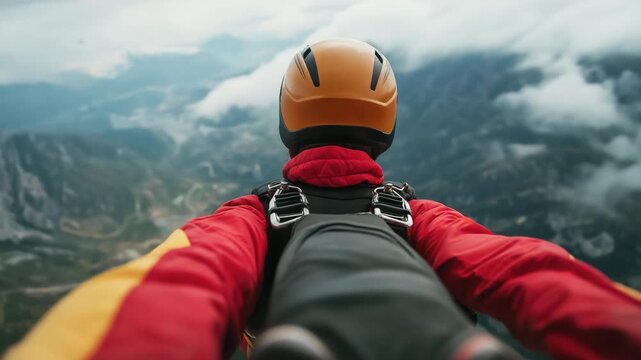 Exhilarating wingsuit dive over majestic mountain landscape