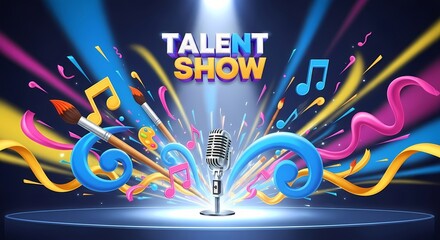 Creative talent show design featuring art and music symbols for event promotions