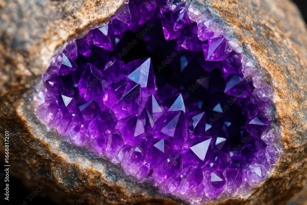Poster a glimpse into the vivid hues of quartz crystals embedded in a rocky canvas