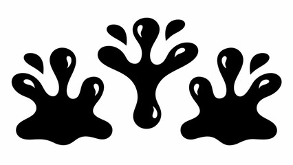 Obraz premium Three black ink blots with droplet shapes creating symmetrical patterns on a white background design element | editable eps vectors