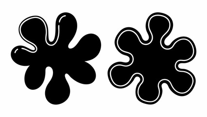 Obraz premium Two black ink blots with rounded edges and white outlines on a white background, artistic design element 100 | editable eps vectors