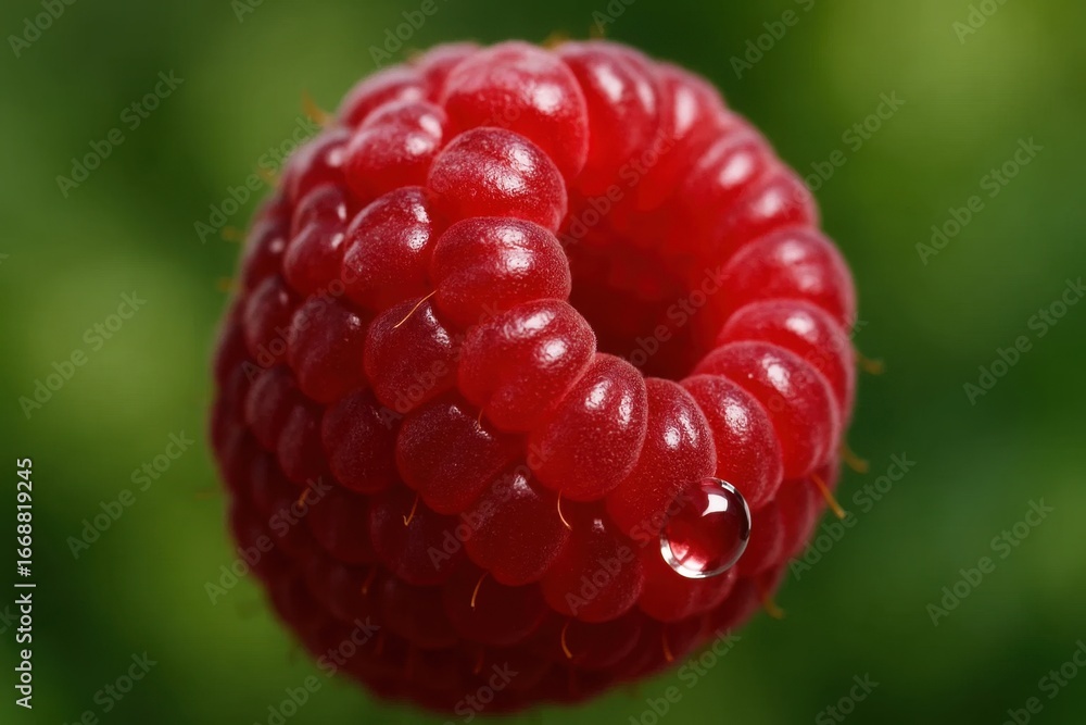 Aufkleber a ripe raspberry with a droplet of hydration
