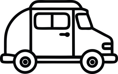 Simple line drawing of a camper van ready for adventure and travel fun a classic vehicle for road trips and outdoor escapes.