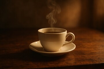 Obraz premium A Steaming Cup of Tea on a Warm Evening