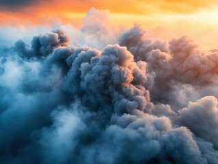 Vibrant sunset light illuminating dynamic clouds in a dramatic sky at dusk