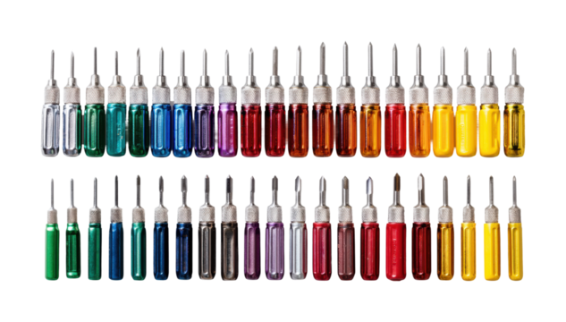 Precision tool organization workshop collection bright environment focus isolated on transparent background, png