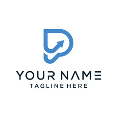 abstract letter D logo design with an arrow. This logo can be used for business and financial consulting firms. Digital technology concept. - vector