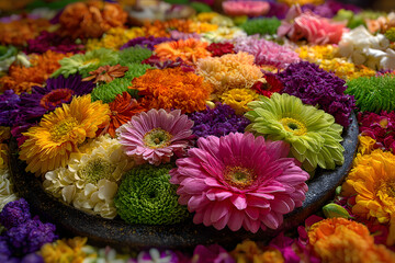 Flower rangoli or design pttern or arrangement for Idian festivals