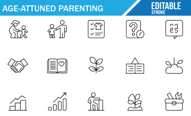Set of Editable Icons for Age-Attuned Parenting and Family Support Systems