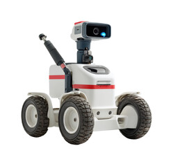 Obraz premium Robot surveillance device in industrial technology action innovation isolated on transparent background, png