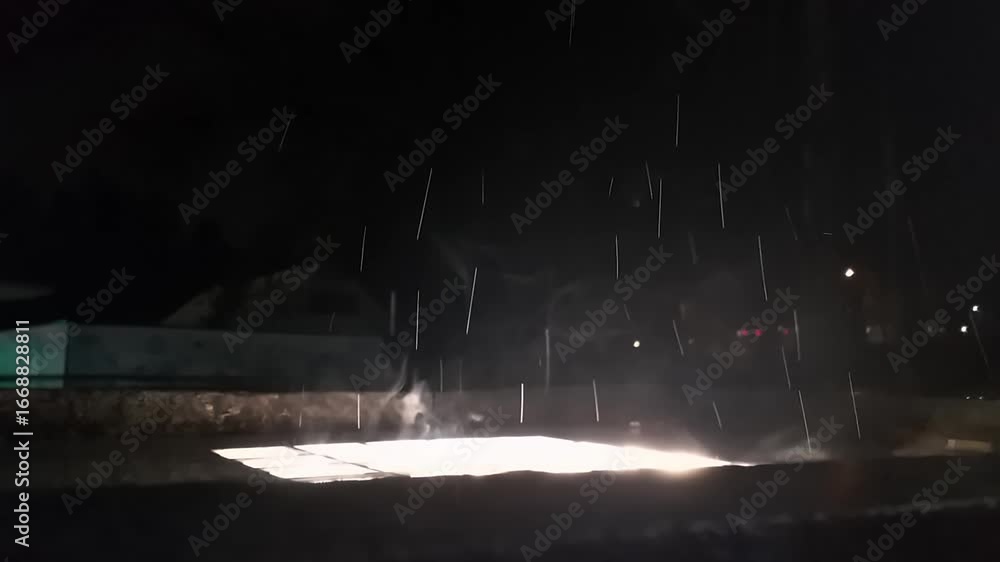 Poster ethereal mist rises from illuminated surface, creating a captivating atmosphere as light interacts w