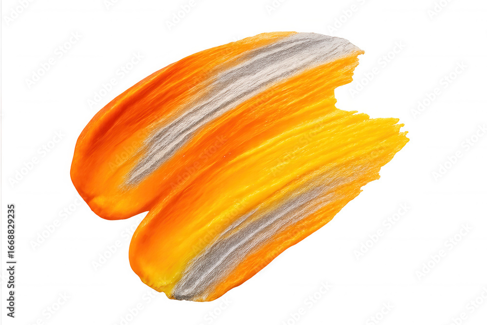 Poster orange and grey brush strokes overlapping, creating dynamic textural graphic element with transparen