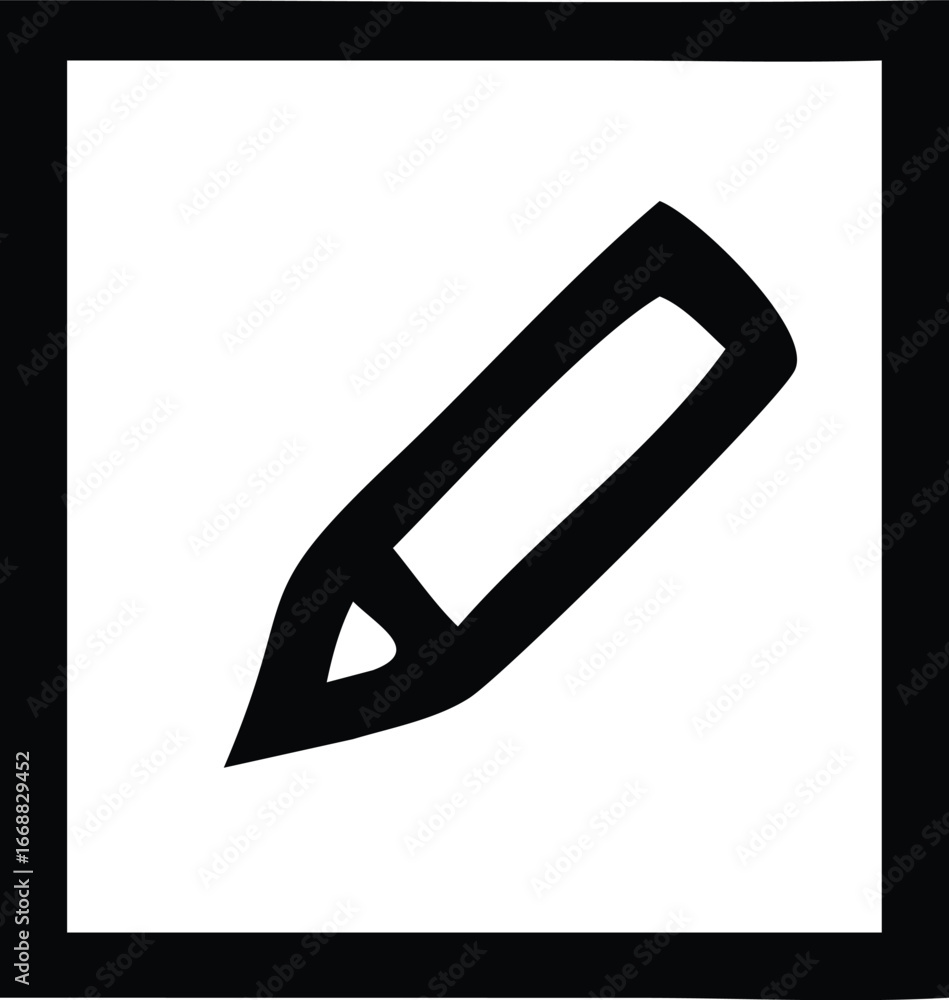 Poster simple black and white icon of a pencil with a sharpened tip symbolizing writing or editing concepts