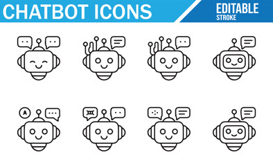 Editable Chatbot Icons for Virtual Assistance and Communication Platforms