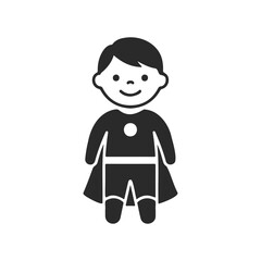 Obraz premium Black and white superhero icon of smiling child with cape