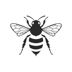 Obraz premium Black and white silhouette of a bee with detailed wings
