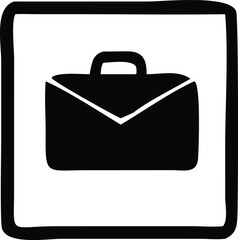 Simple hand-drawn style briefcase icon representing business travel and professional work essentials