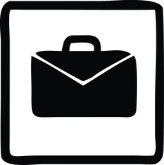 Simple black briefcase icon symbol for business and professional use representing work and office essentials