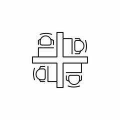 four person cubicle icon sign vector
