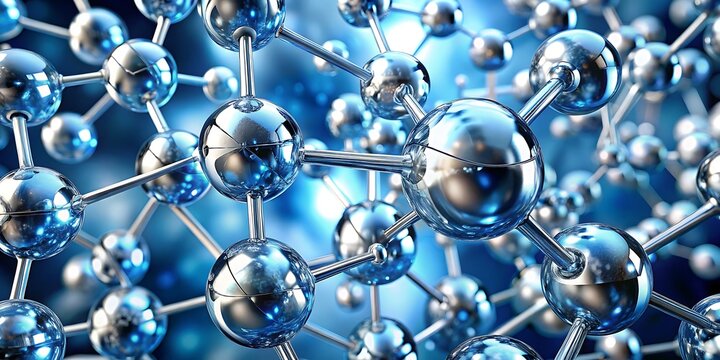 Abstract shiny molecular structure with blue background