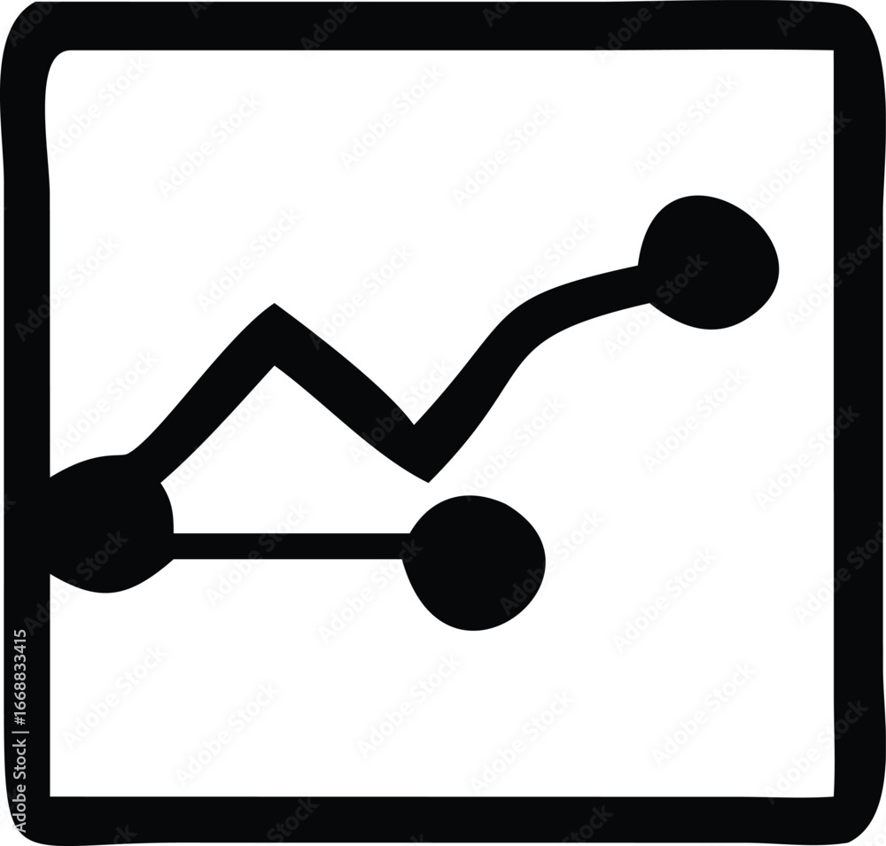 Fototapete simple black line graph icon with data points in a square frame for business and analytics