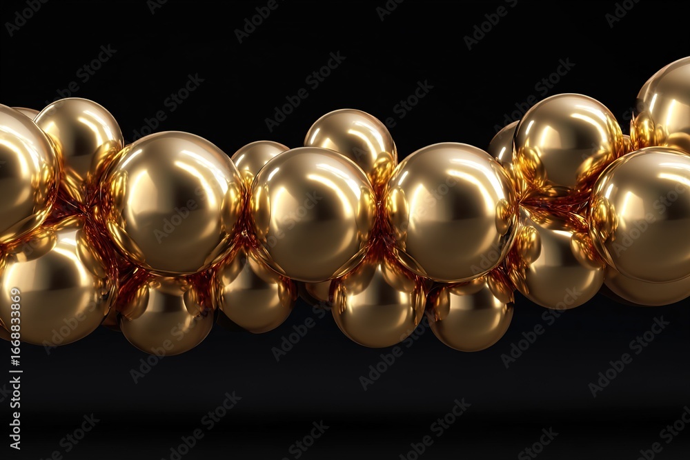 Aufkleber golden spheres create a striking visual pattern against a dark background in a modern design concept