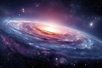 Fototapeta premium Stunning view of a swirling galaxy in deep space showcasing vibrant colors and cosmic beauty
