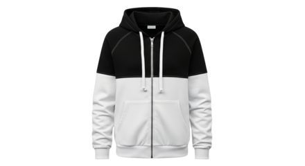 Black White Zipup Hoodie Stylish Apparel